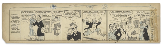 Chic Young Hand-Drawn Blondie Comic Strip From 1932 Titled A Free Soul -- Dagwood Discovers His Marriage to Irma Isnt Valid
